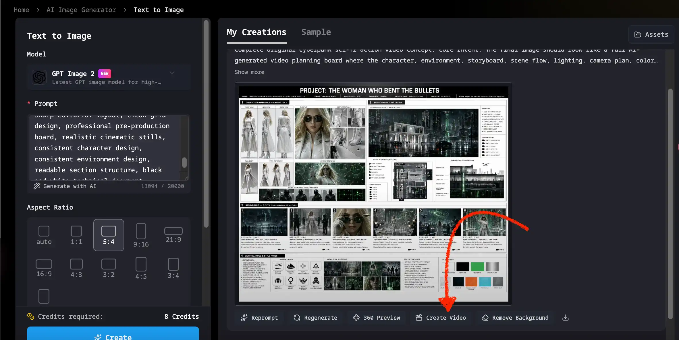 GPT Image 2 text-to-image generator for cinematic storyboard creation