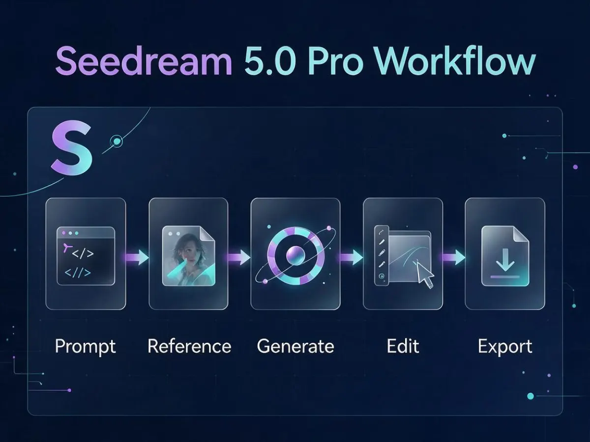 AI image workflow infographic generated with Seedream 5.0 Pro
