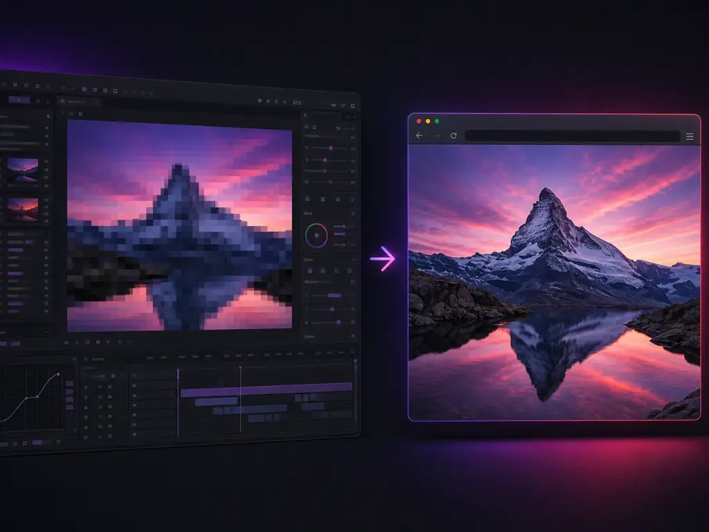 Pixelated image next to an unpixelate image result produced without Photoshop