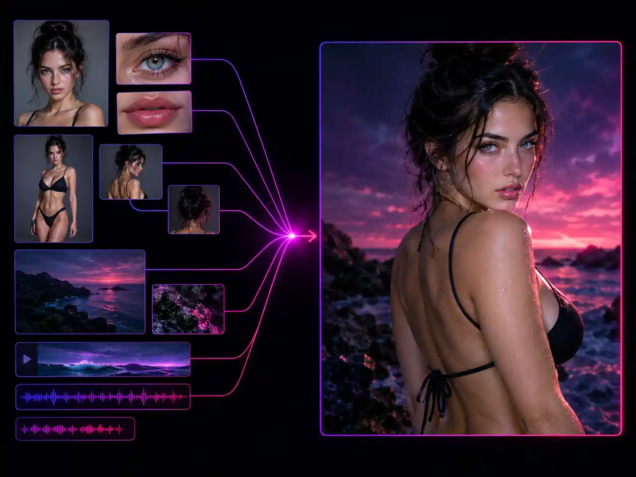 Reference to video AI generator turning a prompt into a finished result